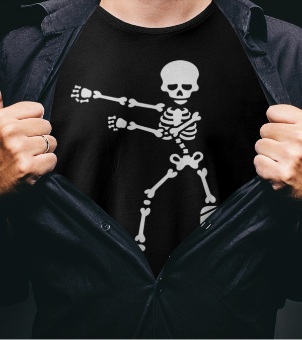 Broken Leg Plaster Floss Dance Flossing Skeleton T-Shirt