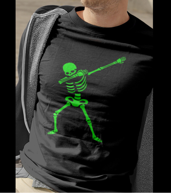 Dabbing Skeleton Skull Pre Dance Glow Green T-Shirt