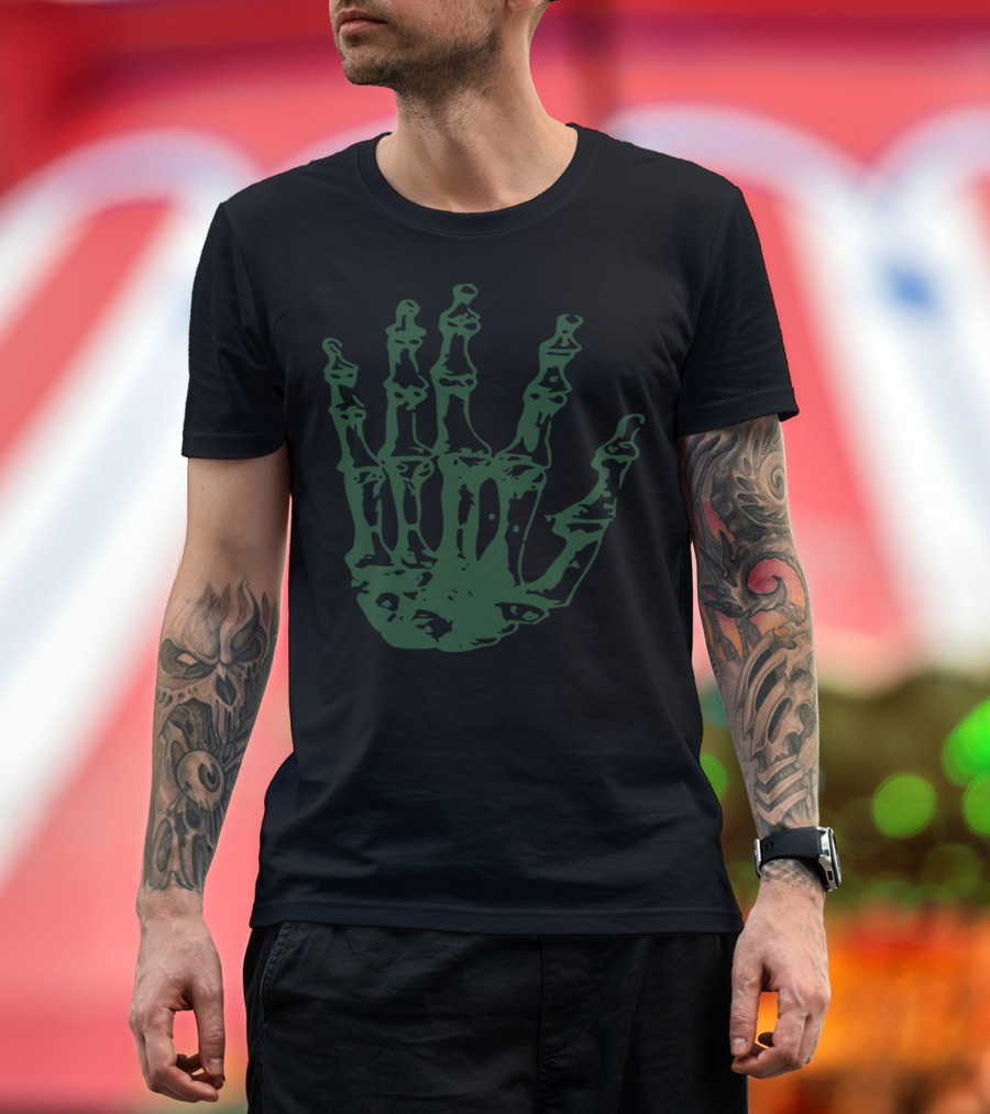 Hand Events Skeletal Green Handprint T-Shirt