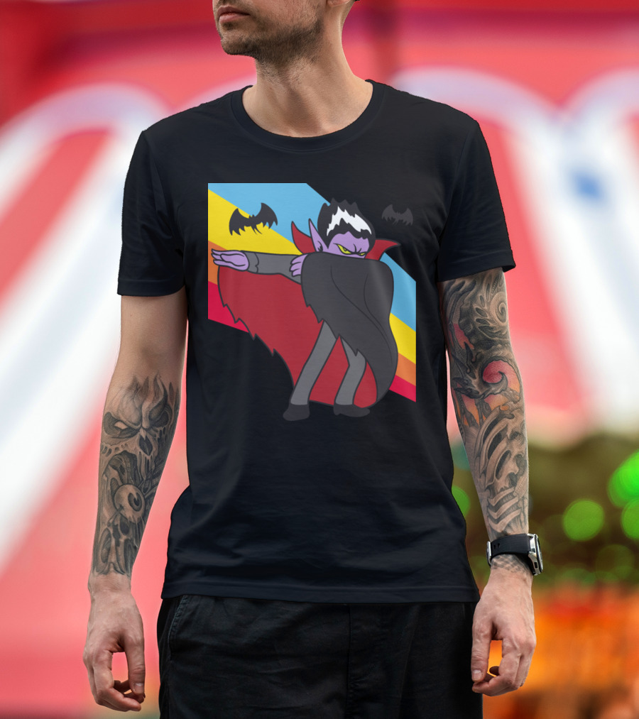 Retro Vintage Dabbing Vampire Halloween Monster with Bat T-Shirt