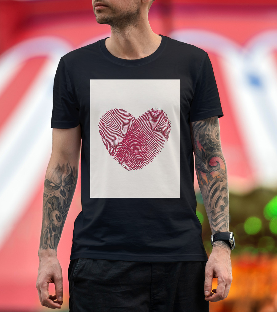 Fingerprint Heart Design Reflecting Love and Life T-Shirt