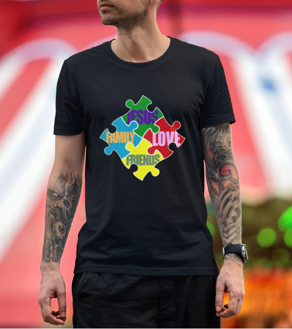 Premium T-Shirt: All That I Need Jesus Family Friends Love Puzzle Pieces T-Shirt All That I Need Jesus Family Friends Love Puzzle Pieces T-Shirt