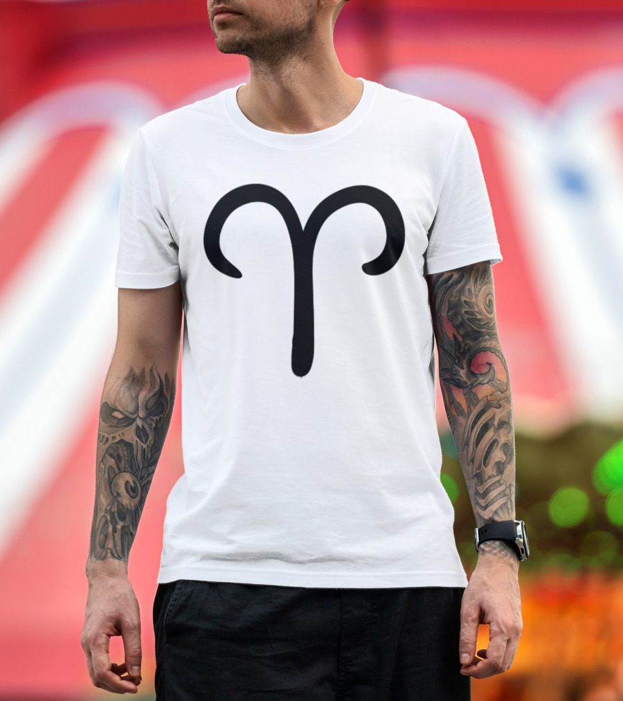 Aries Zodiac Symbol Black T-Shirt