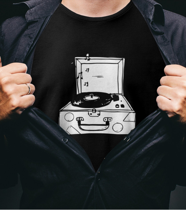 Everything Has A Rhythm Everything Dances Vintage Record Player Music Notes T-Shirt