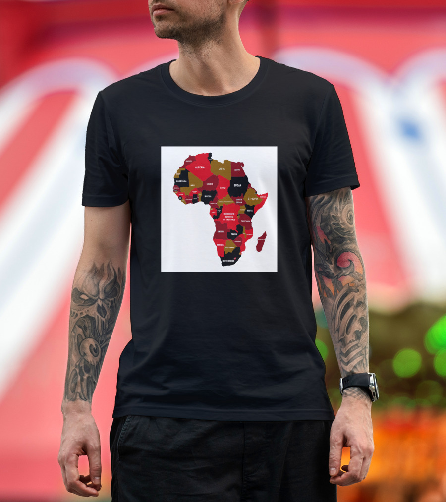 Africa Map Highlighting Country Names Display T-Shirt
