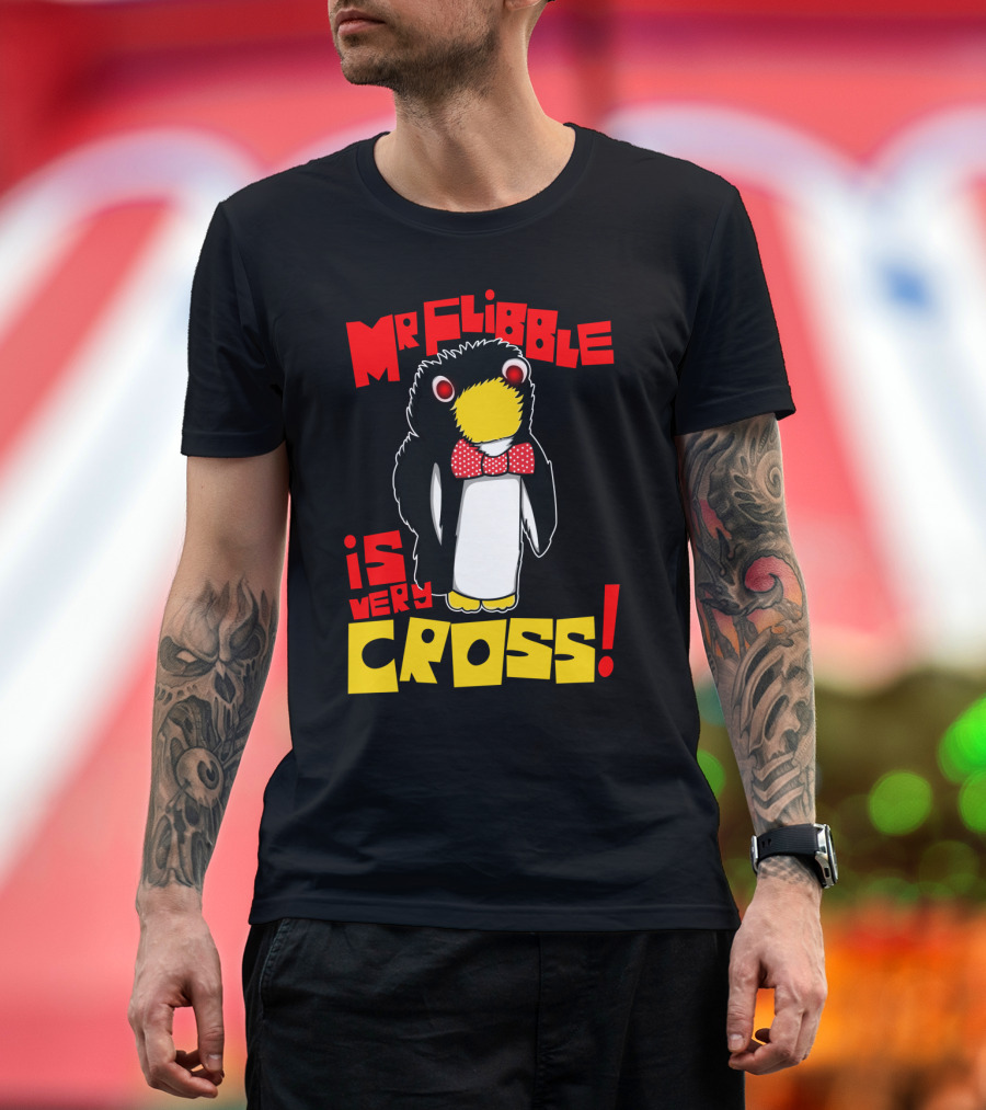 Mr Flibble Penguin Red Polka Dot Bow Tie Very Cross Text T-Shirt