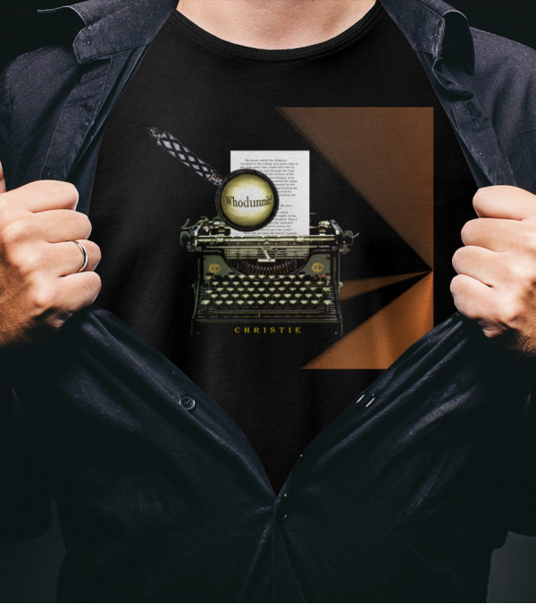 Whodunnit Agatha Christie Typewriter Mystery Magnifying Glass T-Shirt