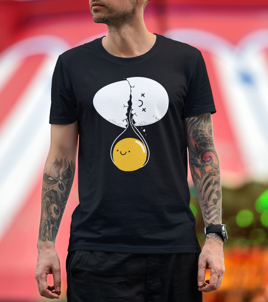 Cracked Eggshell Smiling Yolk with after life Face T-Shirt