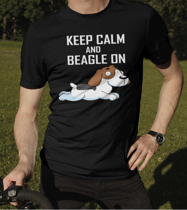 Keep Calm And Beagle On Cartoon Dog T-Shirt