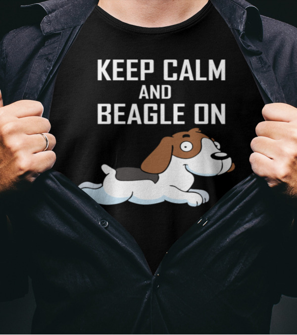 Keep Calm And Beagle On Cartoon Dog T-Shirt