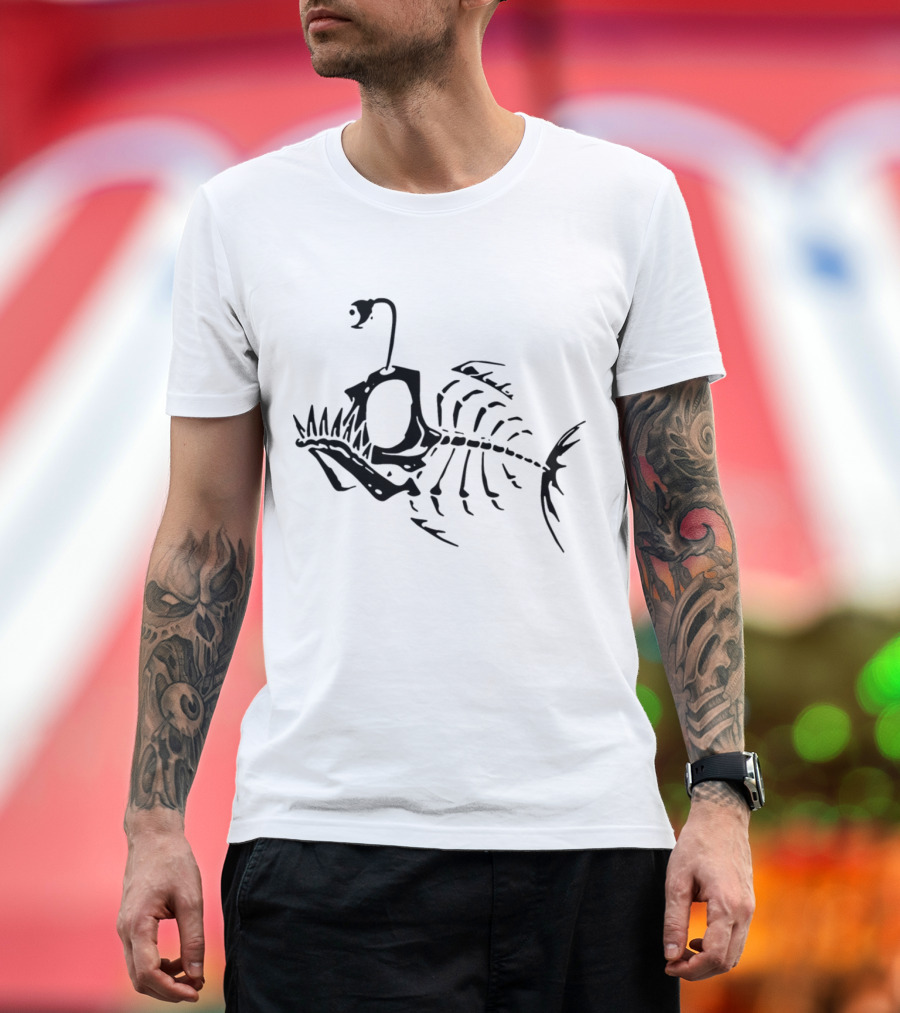 Bone Fish Mens Weird Skeleton Anglerfish Fashion T-Shirt