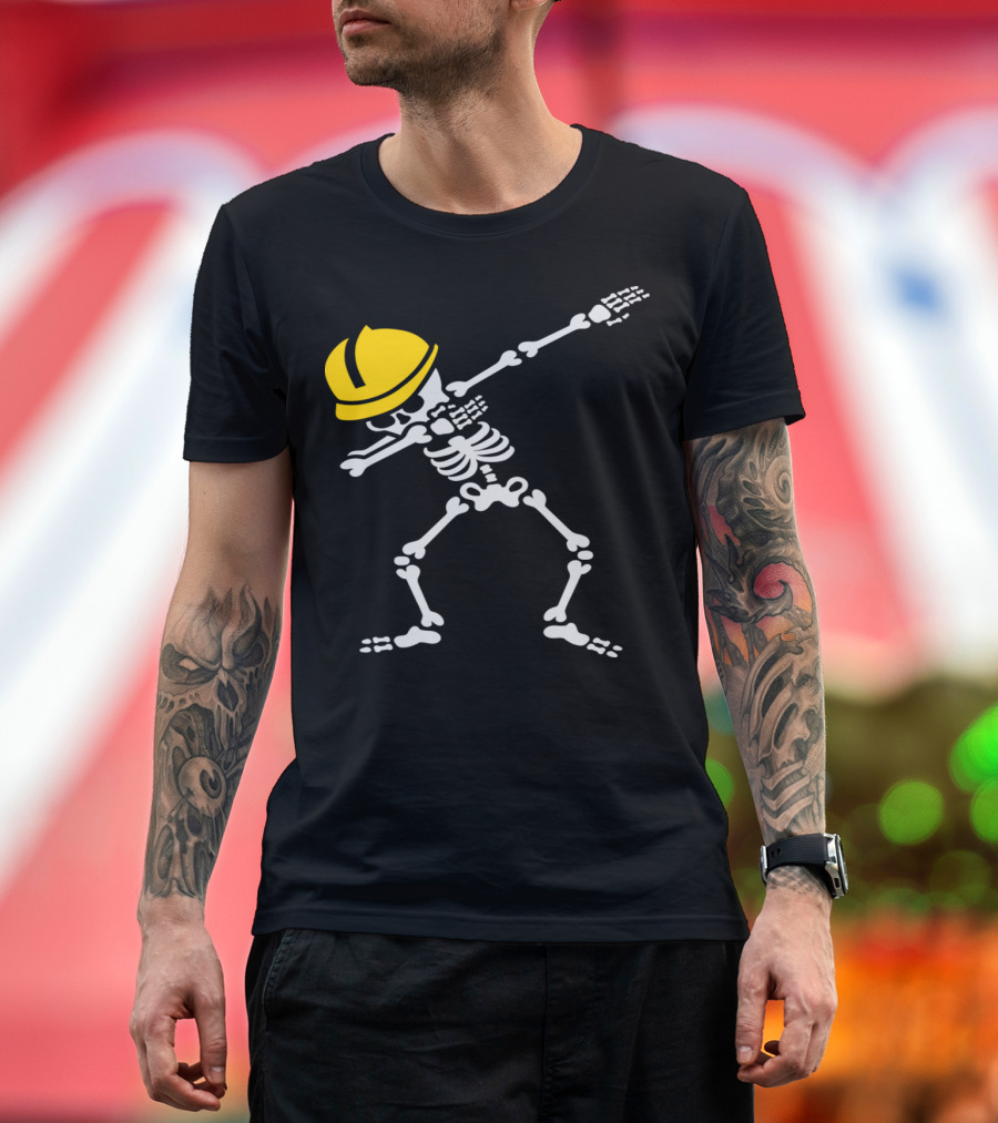 Dab Skeleton Dabbing Construction Worker Engineer Hard Hat T-Shirt