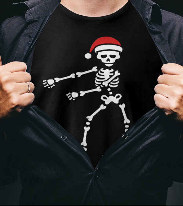 Santa Claus Floss Dance Flossing Skeleton Vector T-Shirt