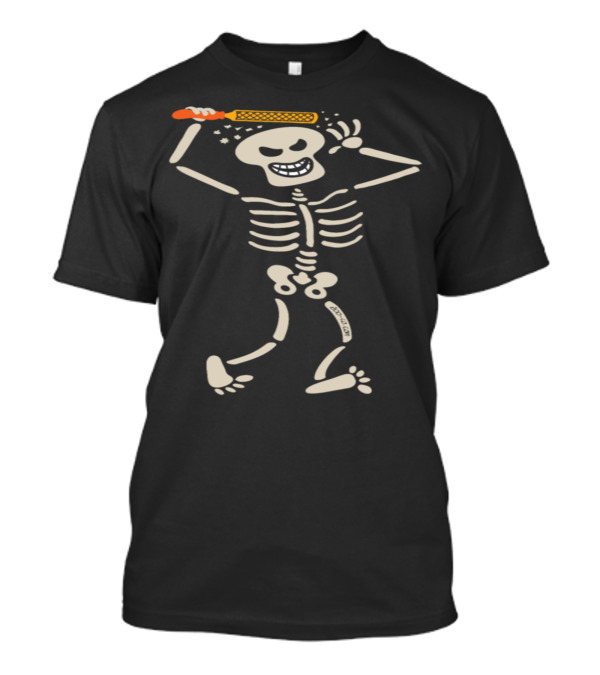 Skeleton Using Rasp On Skull With Smiling Expression T-Shirt