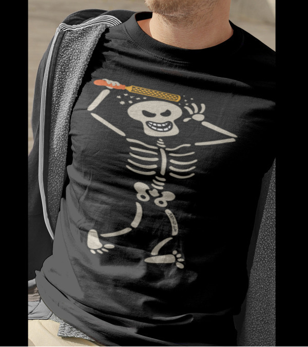 Skeleton Using Rasp On Skull With Smiling Expression T-Shirt