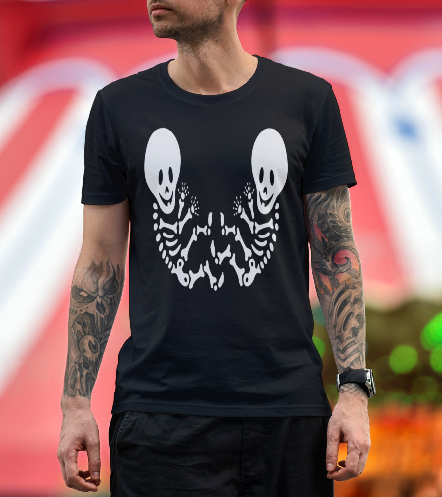 Halloween Skeleton Twins Baby Maternity T-Shirt