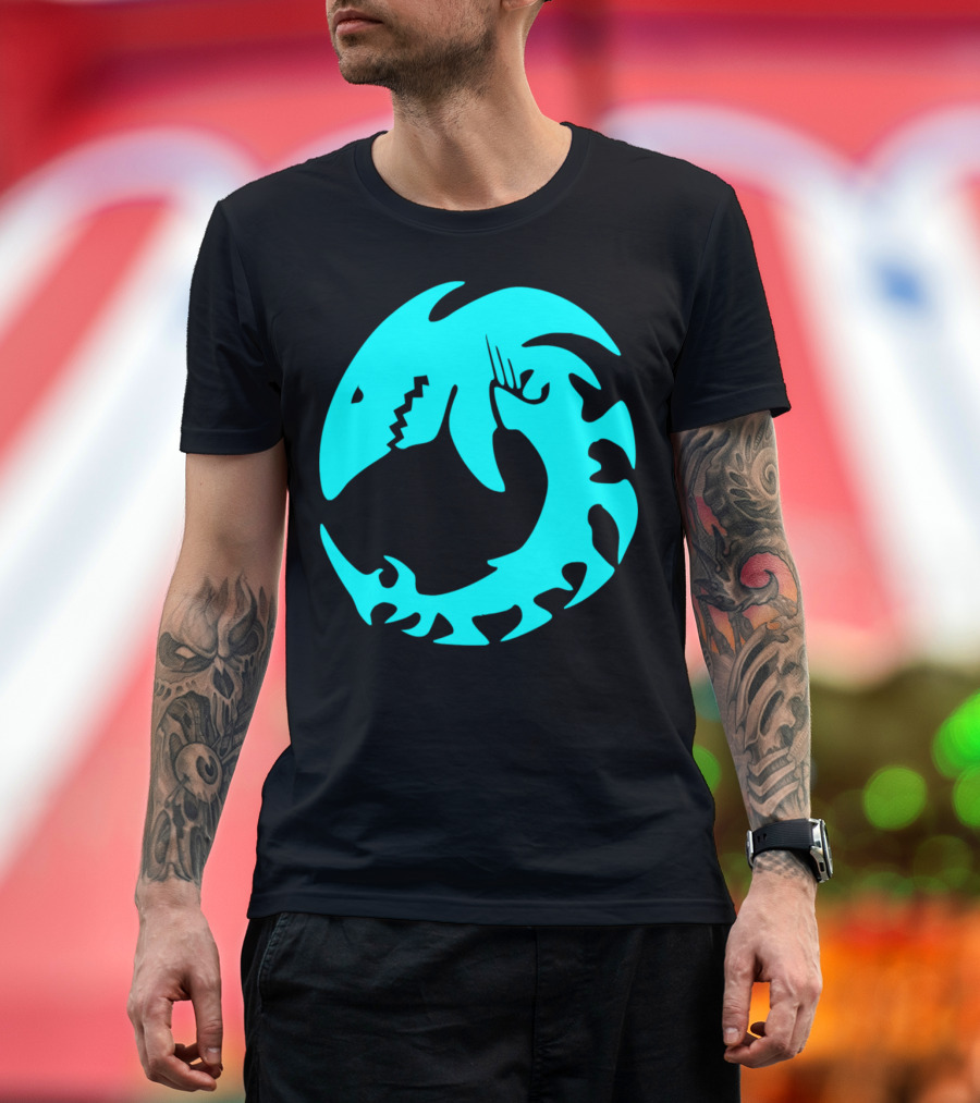 Shark Aqua Colored Skeleton Native Animal Circular T-Shirt