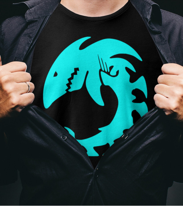 Shark Aqua Colored Skeleton Native Animal Circular T-Shirt