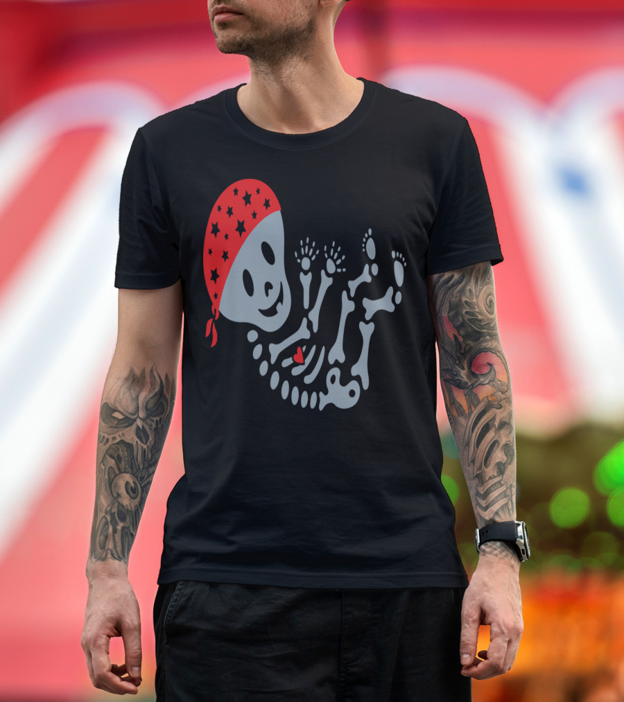 Tattoo Mama Maternity Skeleton with Red Bandana Baby Bones T-Shirt