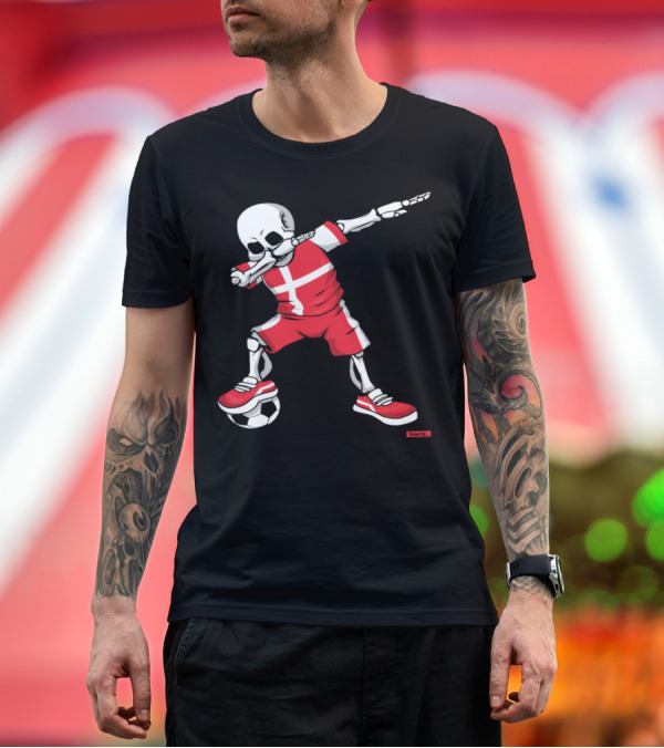 Premium T-Shirt: Soccer Dab Skeleton Denmark HARIZ T-Shirt Soccer Dab Skeleton Denmark HARIZ T-Shirt