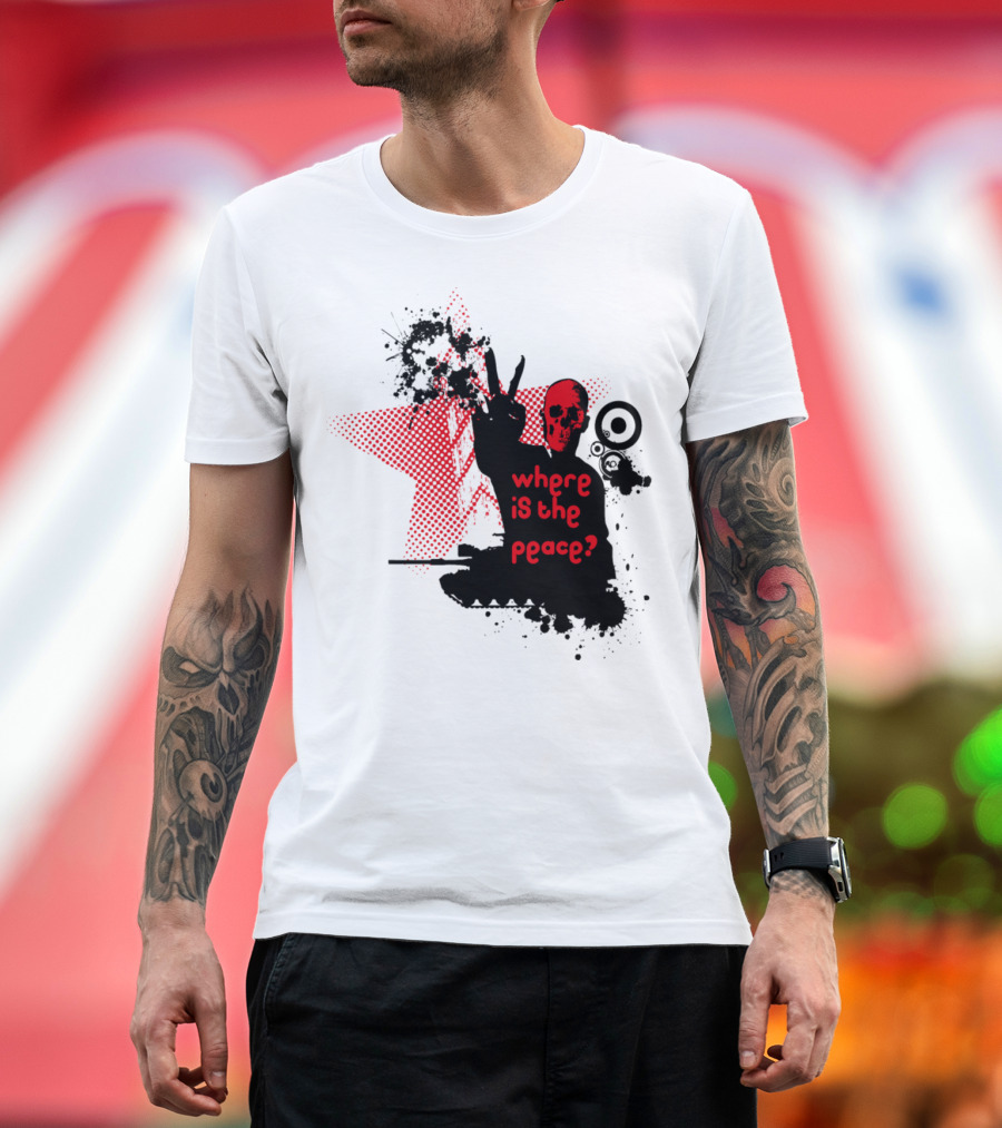 Where Is the Peace Skeleton Red Star Vector Image T-Shirt