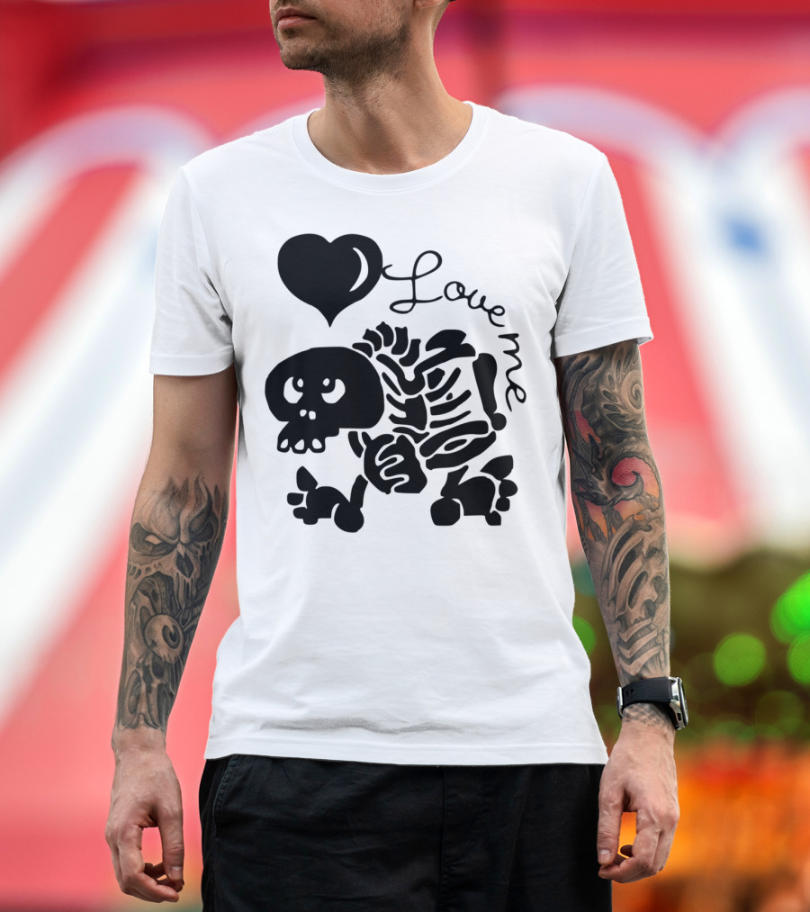 Love Me Skeleton with Heart Balloon T-Shirt