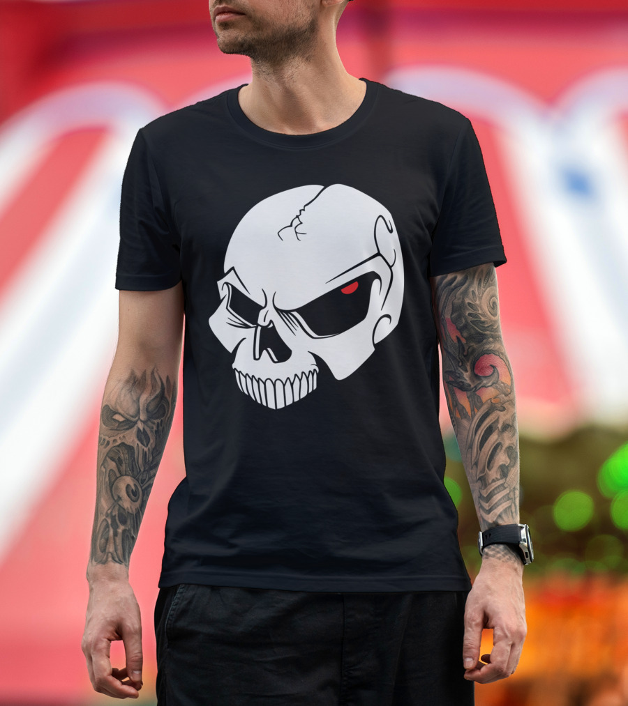 EvilSkull Red-Eyed Grinning Skull T-Shirt