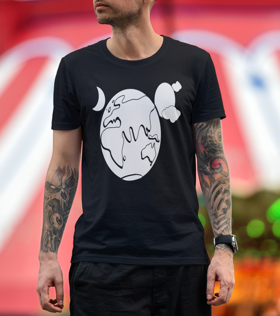 Aussie Earth Outline with Moon and Clouds T-Shirt