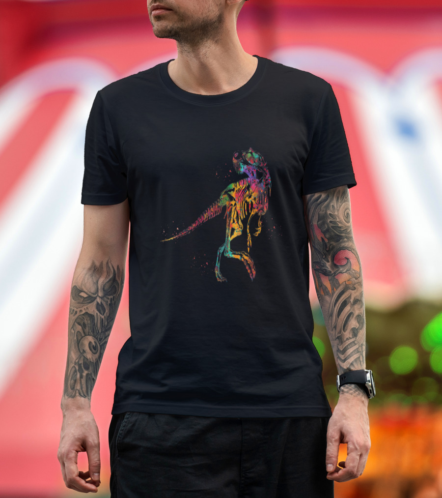 Tyrannosaurus Skeleton Multicolor Abstract T-Shirt