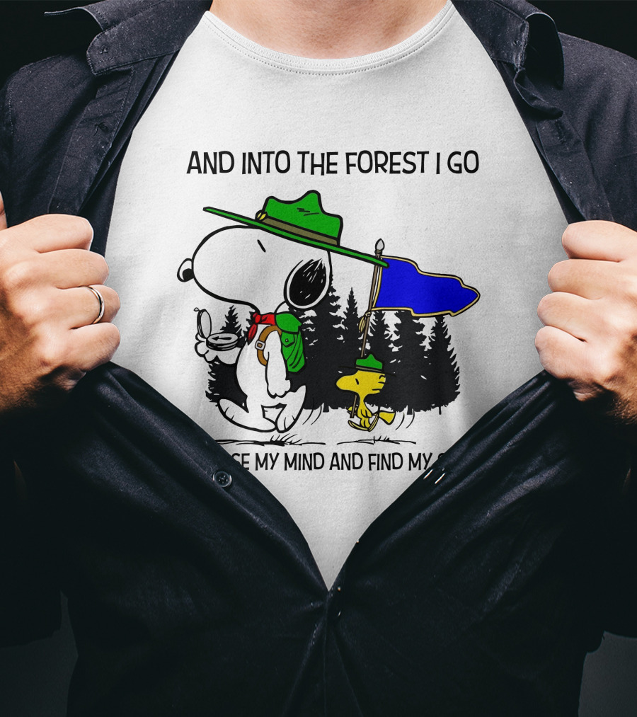 And Into The Forest I Go To Lose My Mind And Find My Soul Snoopy Woodstock T-Shirt