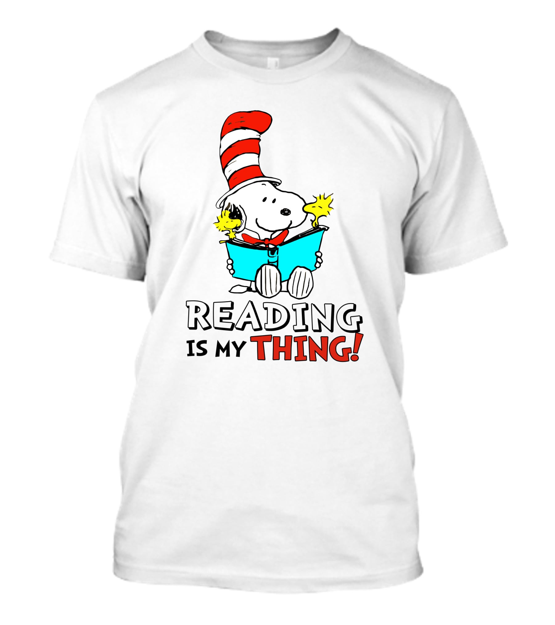 Reading Is My Thing With Snoopy In Cat In The Hat T-Shirt