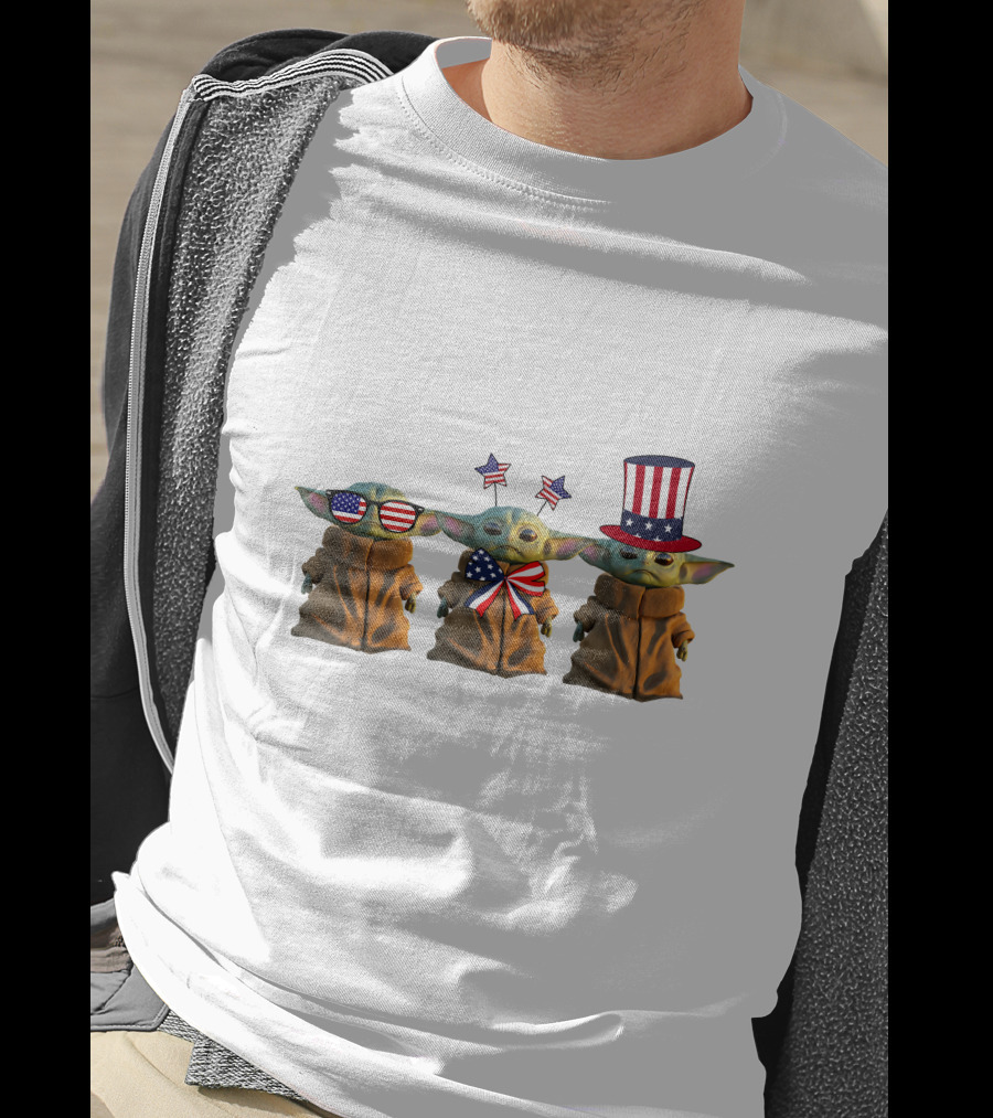 3 Baby Yoda American Patriotic T-Shirt