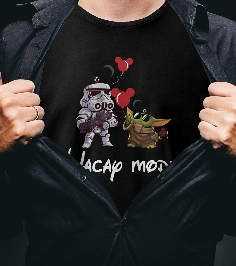 Star Wars Baby Yoda Vacay Mode Stormtrooper Mickey Ears Balloons T-Shirt