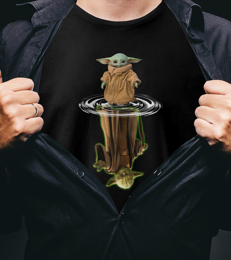 Baby Yoda Mirror Reflection With Yoda T-Shirt