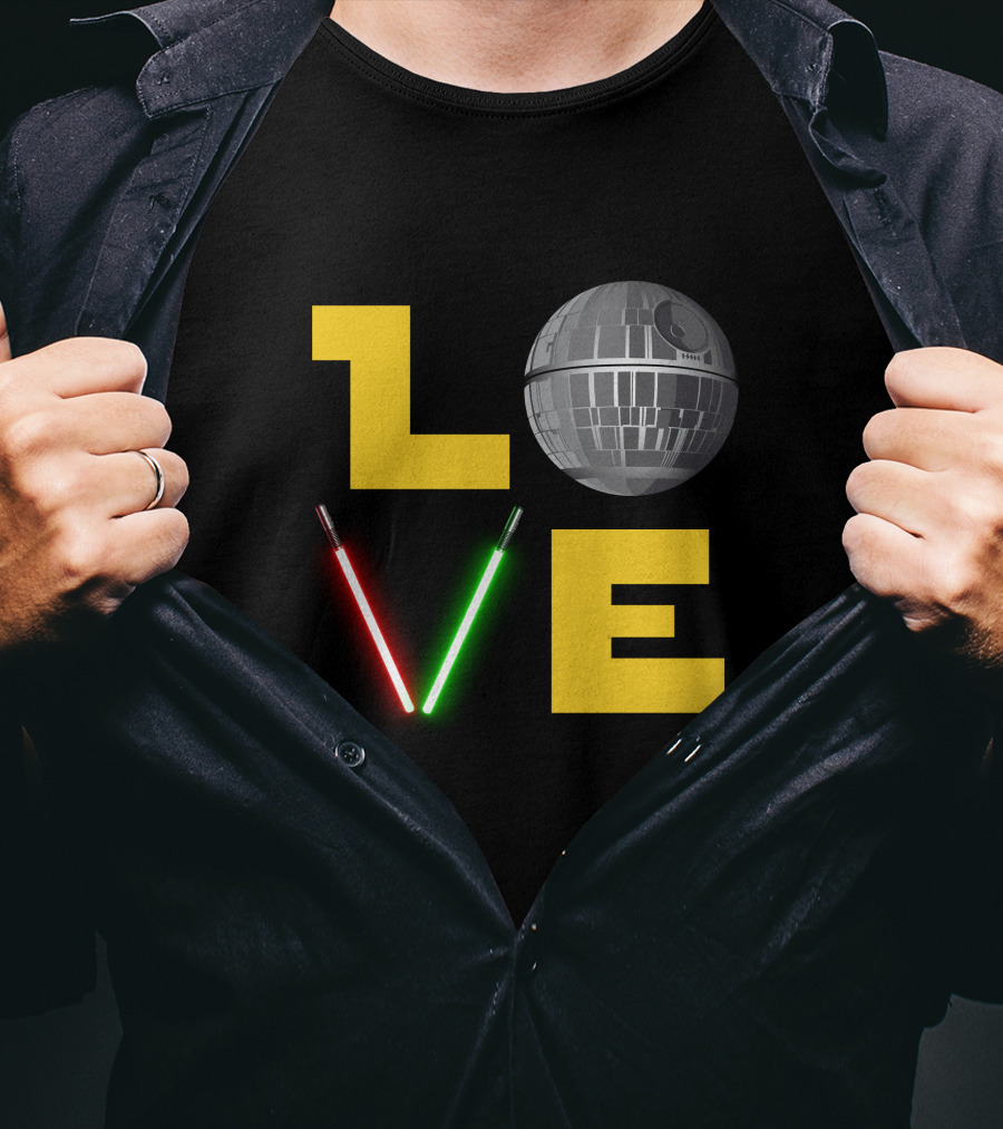 LOVE Star Wars Lightsabers Death Star T-Shirt