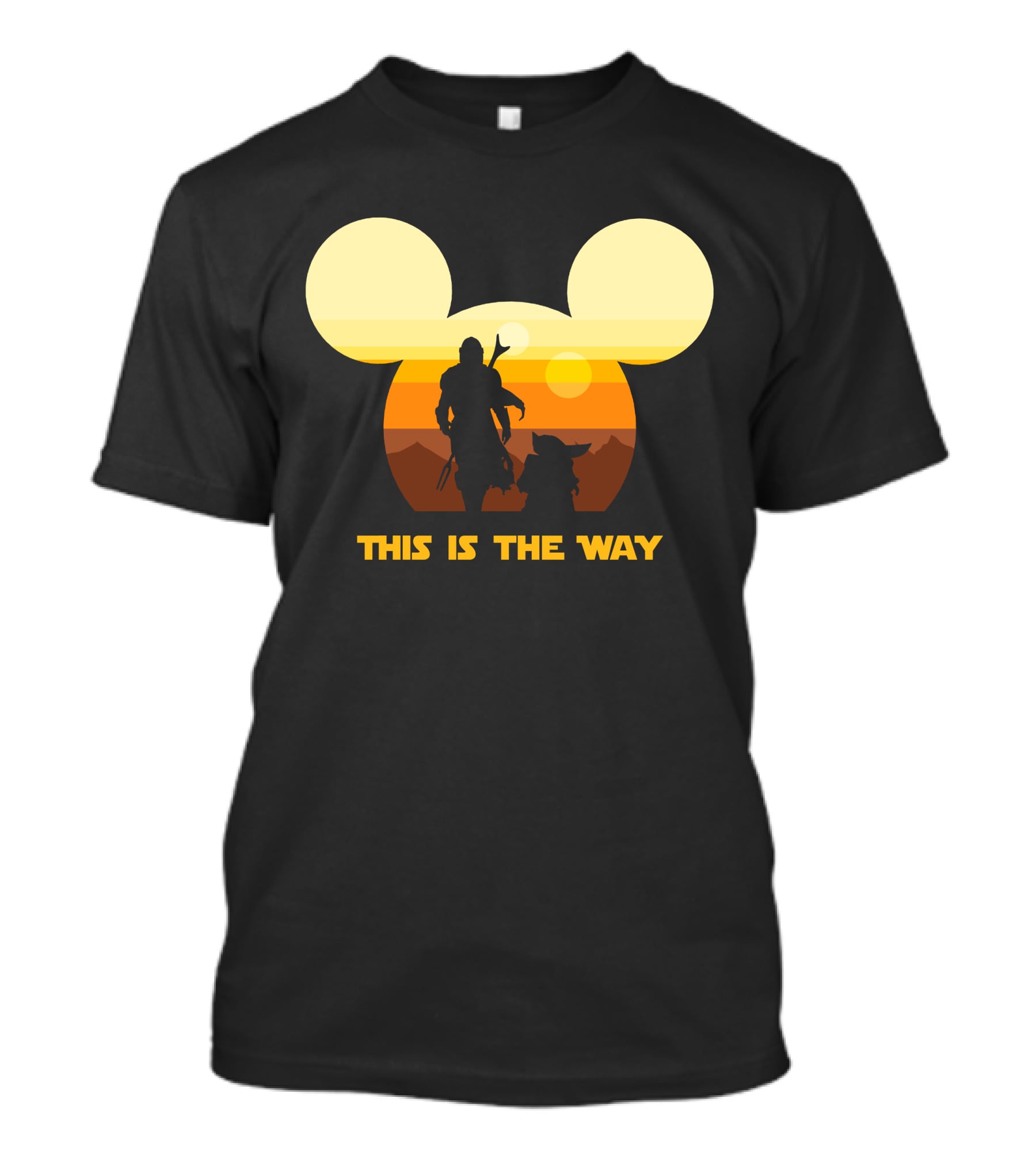 Mickey Star Wars Sunset This Is The Way Mandalorian T-Shirt