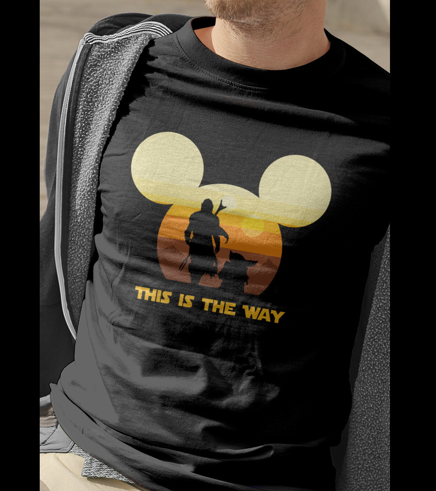 Mickey Star Wars Sunset This Is The Way Mandalorian T-Shirt