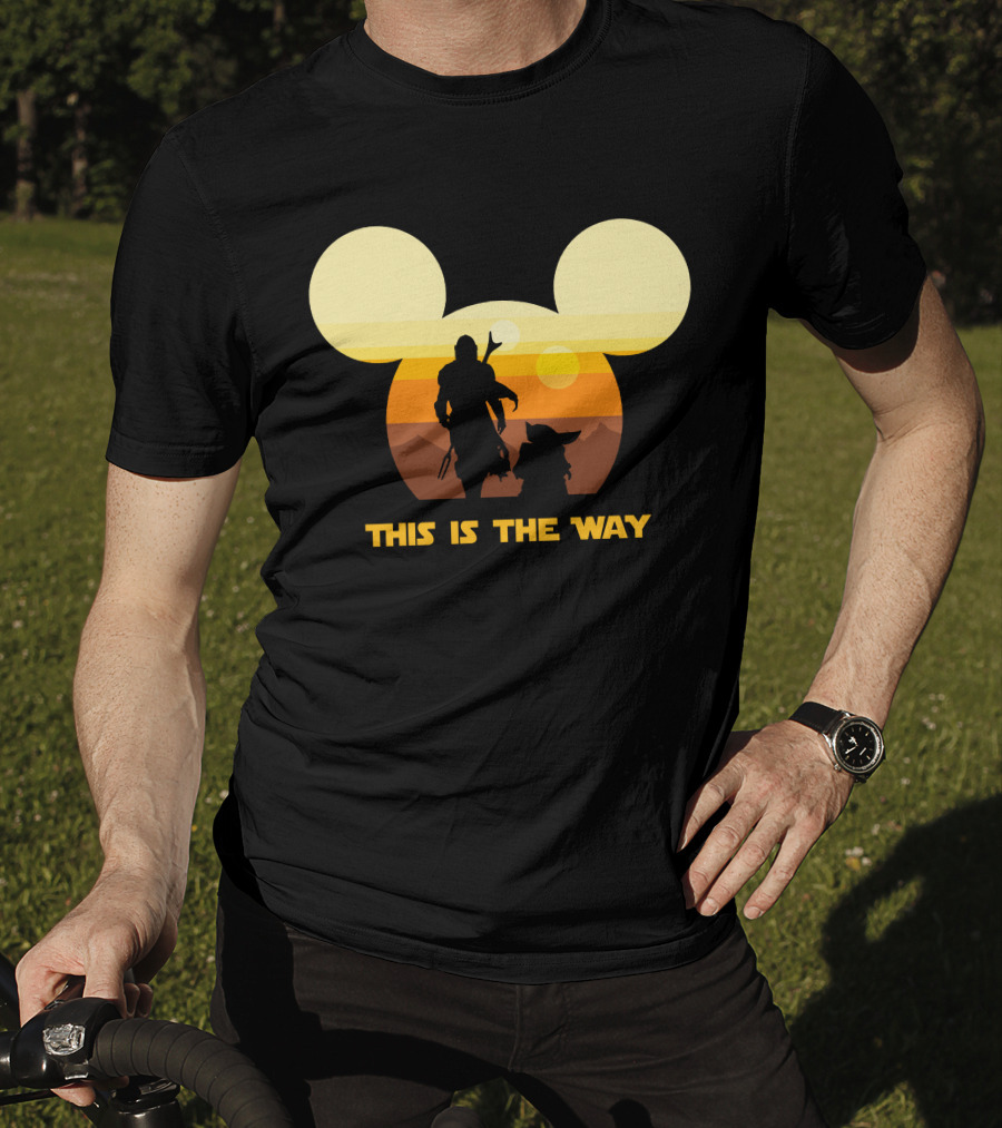 Mickey Star Wars Sunset This Is The Way Mandalorian T-Shirt