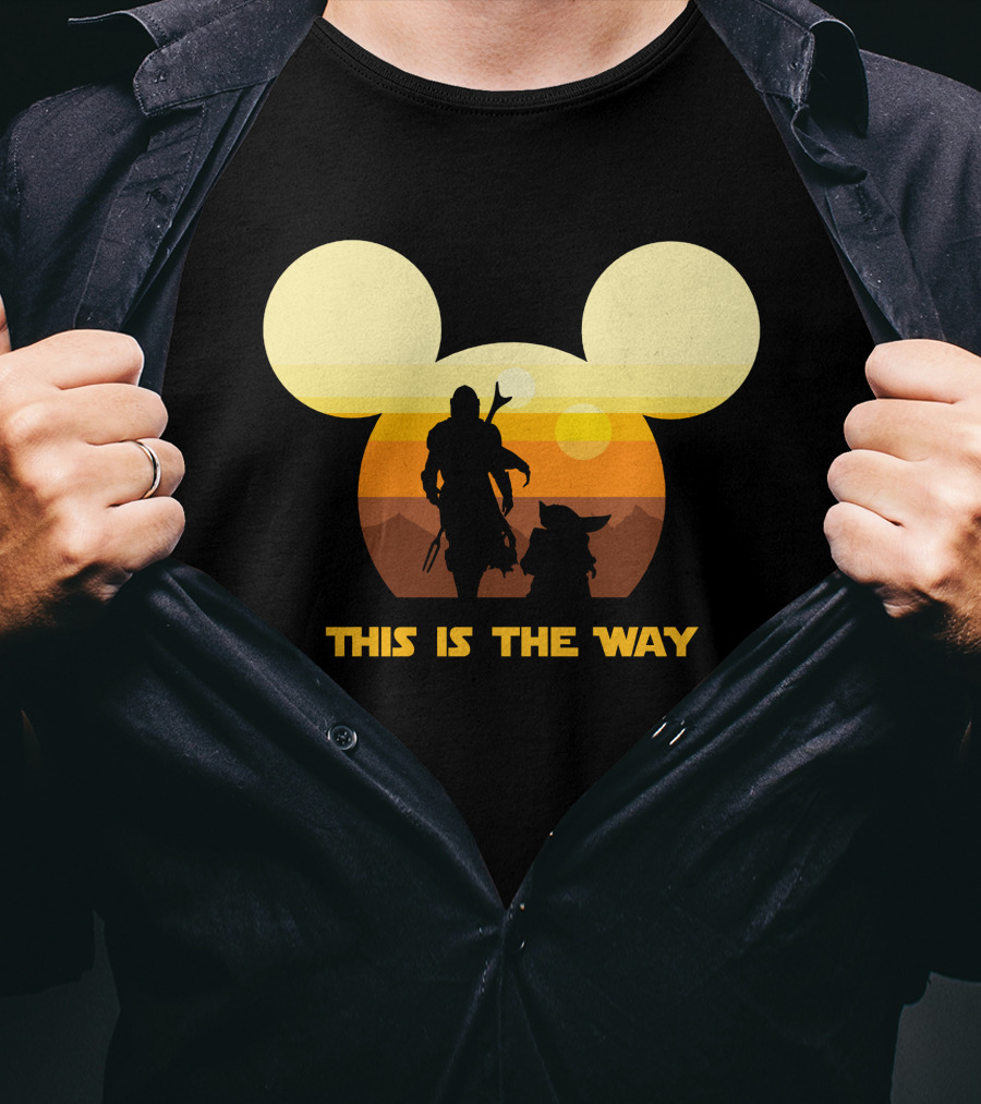 Mickey Star Wars Sunset This Is The Way Mandalorian T-Shirt