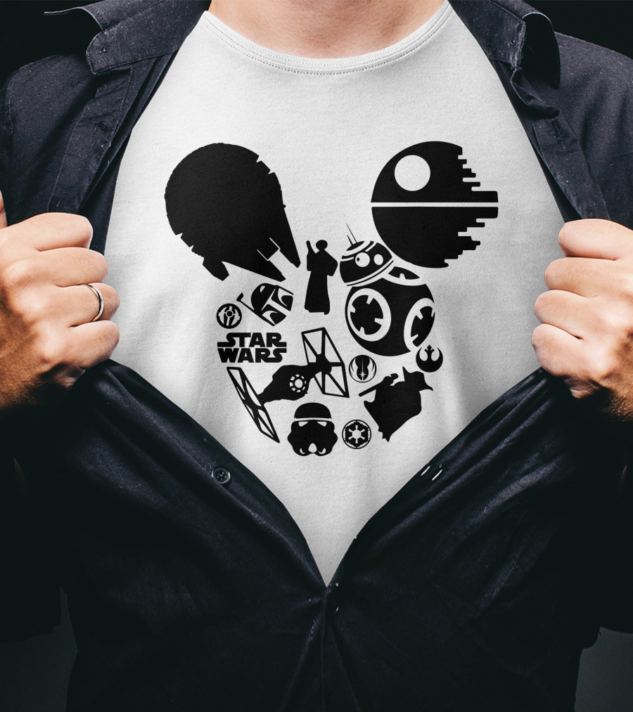 Star Wars Icons Millennium Falcon Death Star BB-8 T-Shirt