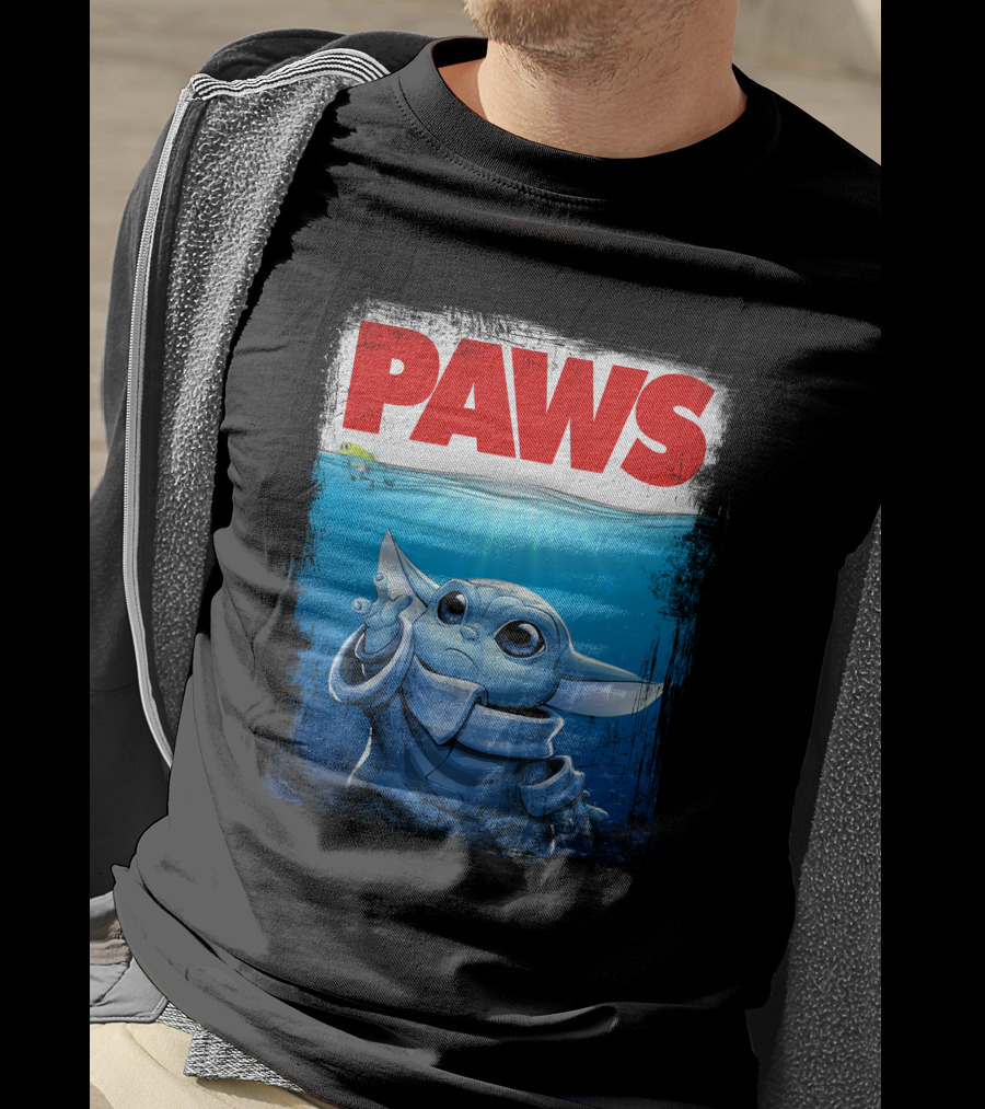 PAWS Yoda Parody Jaws Style Baby Yoda T-Shirt