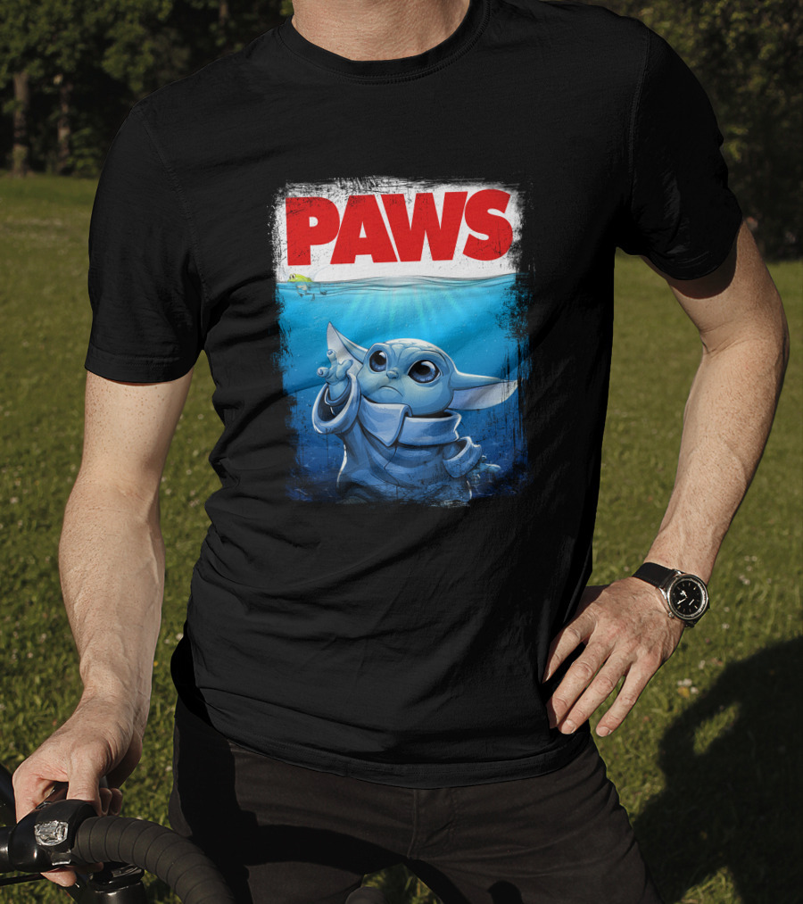 PAWS Yoda Parody Jaws Style Baby Yoda T-Shirt