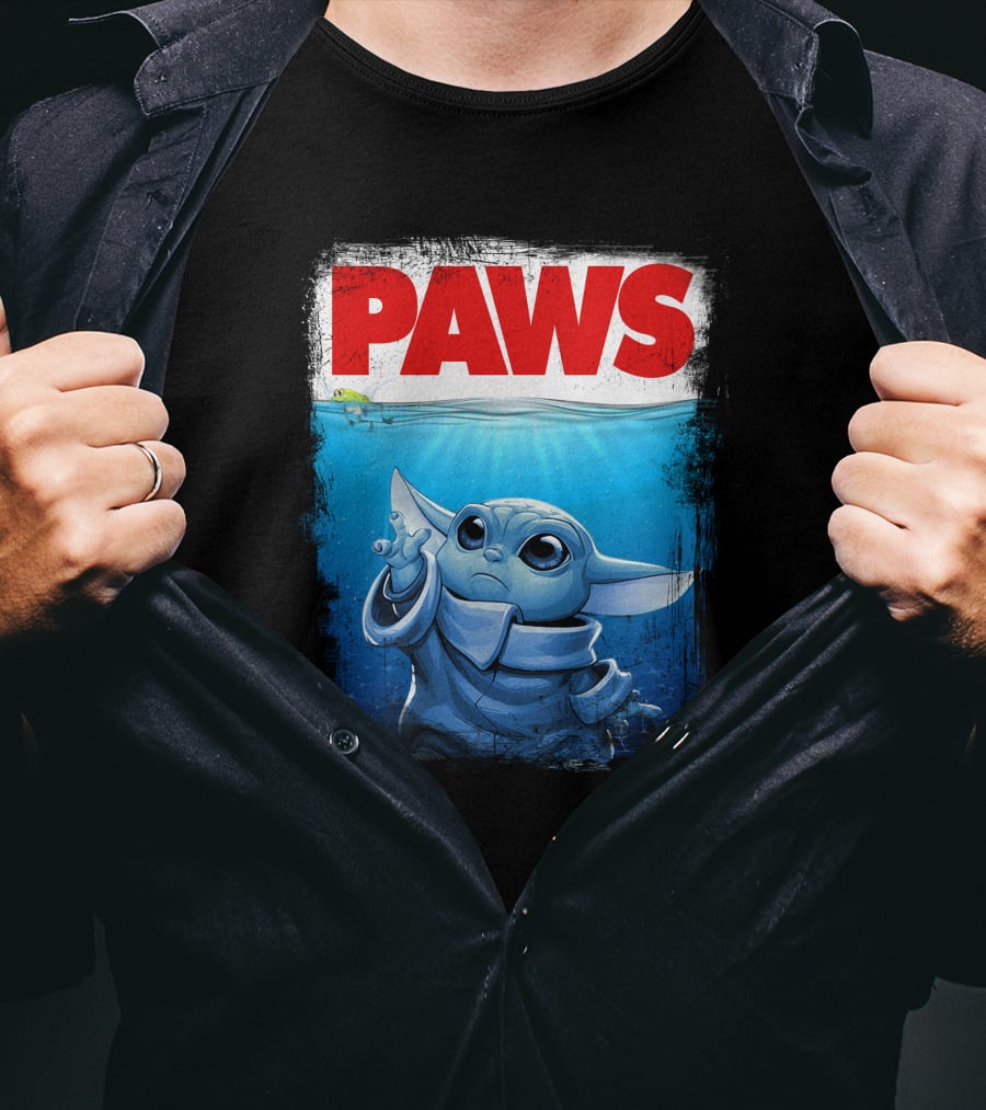 PAWS Yoda Parody Jaws Style Baby Yoda T-Shirt