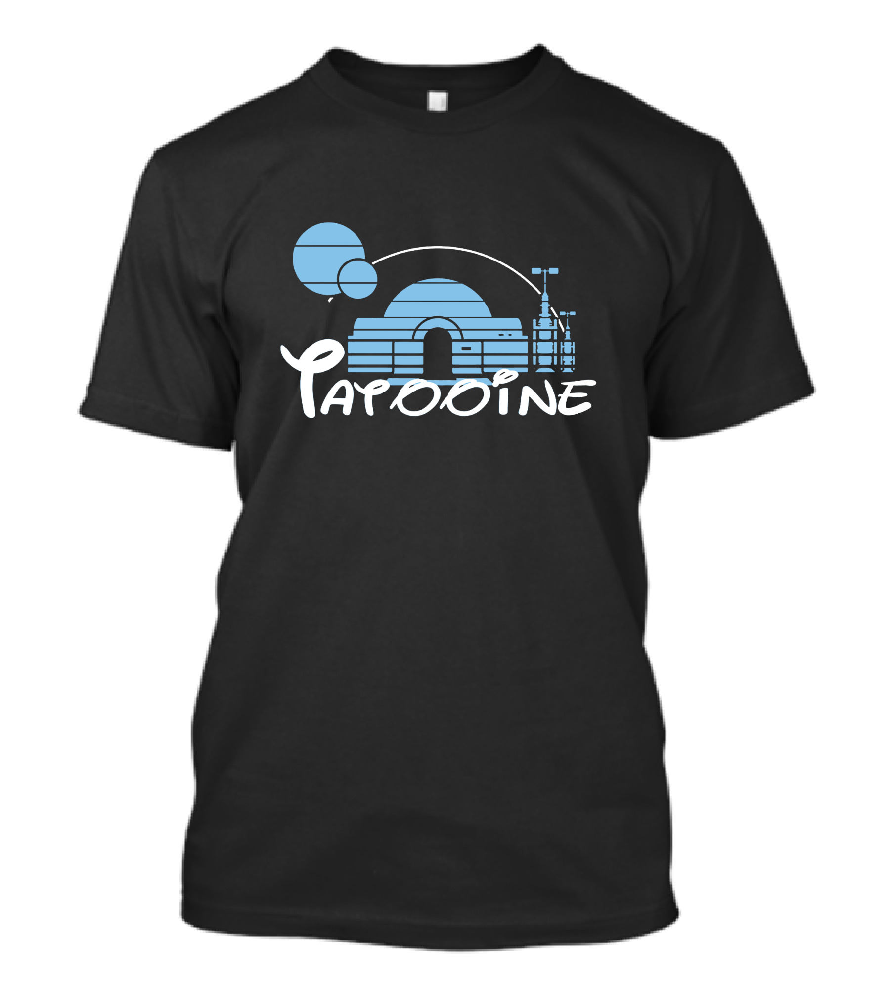 Tatooine Desert Landscape With Twin Moons And Building Outline T-Shirt