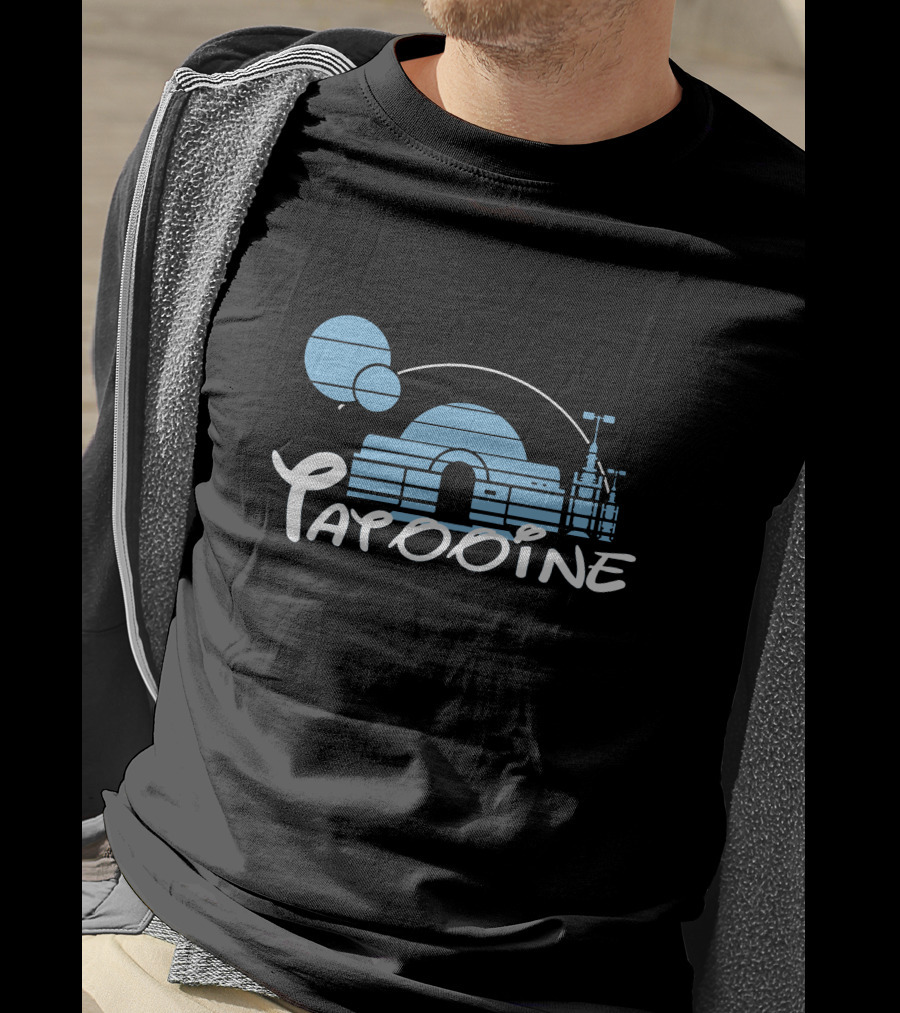 Tatooine Desert Landscape With Twin Moons And Building Outline T-Shirt
