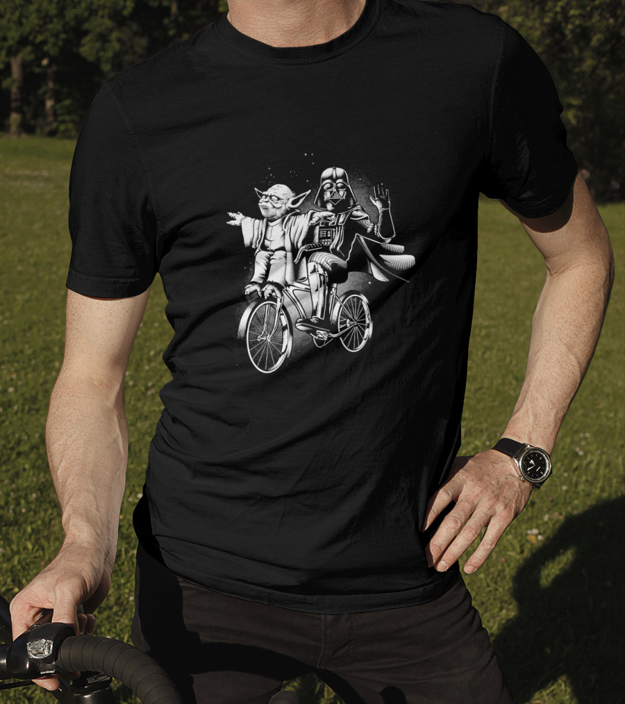 Yoda Darth Vader Riding Bicycle T-Shirt