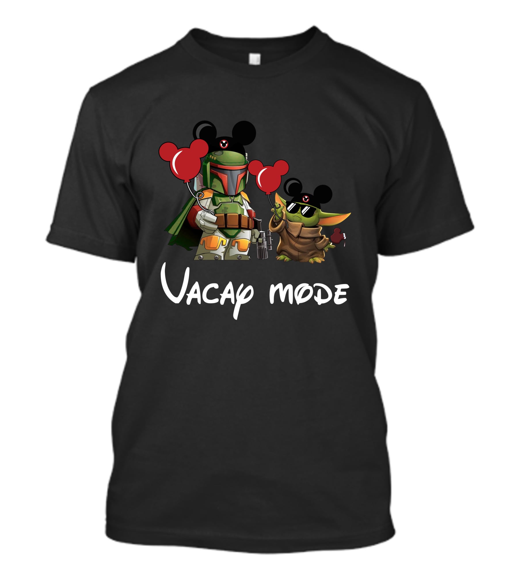 Vacay Mode Yoda Boba Fett Mickey Balloons T-Shirt