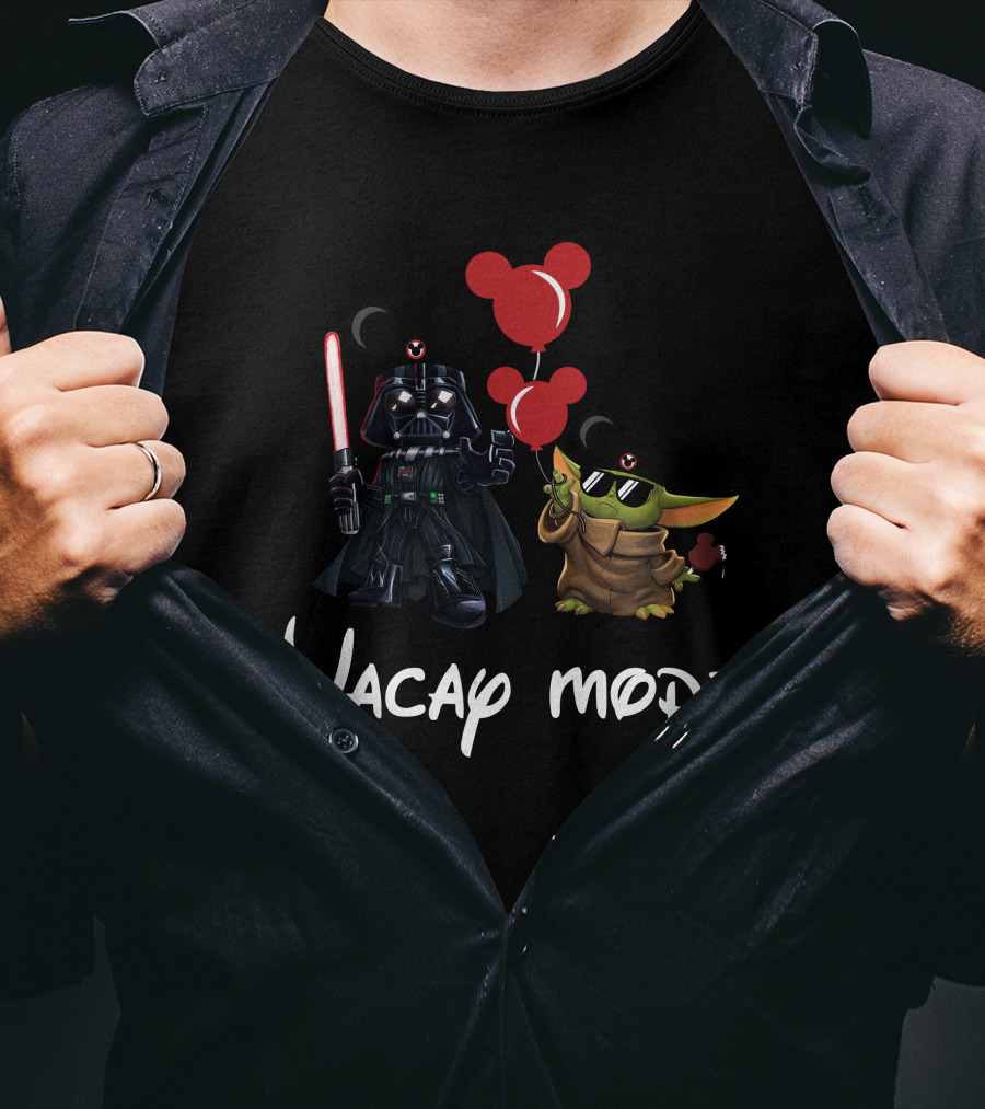 Vacay Mode Darth Vader Yoda Mickey Ears Balloons T-Shirt