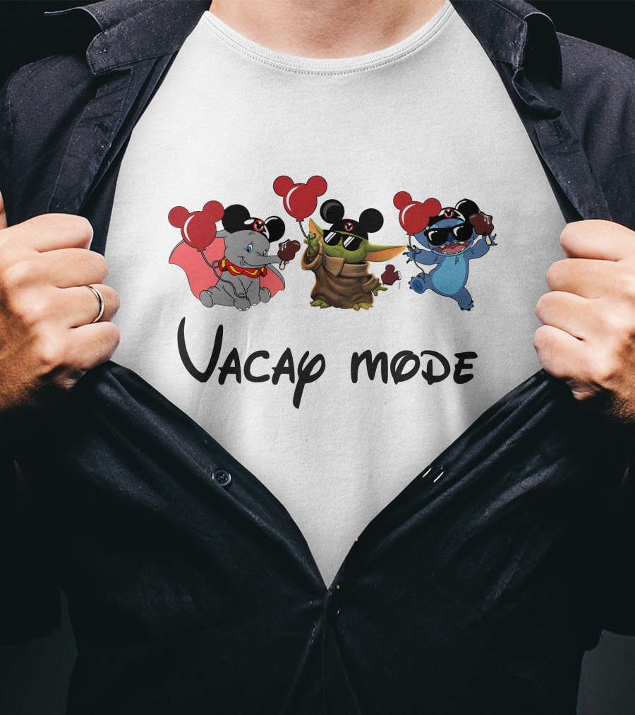 Yoda Stitch Dumbo Mickey Ears Vacay Mode Balloons T-Shirt
