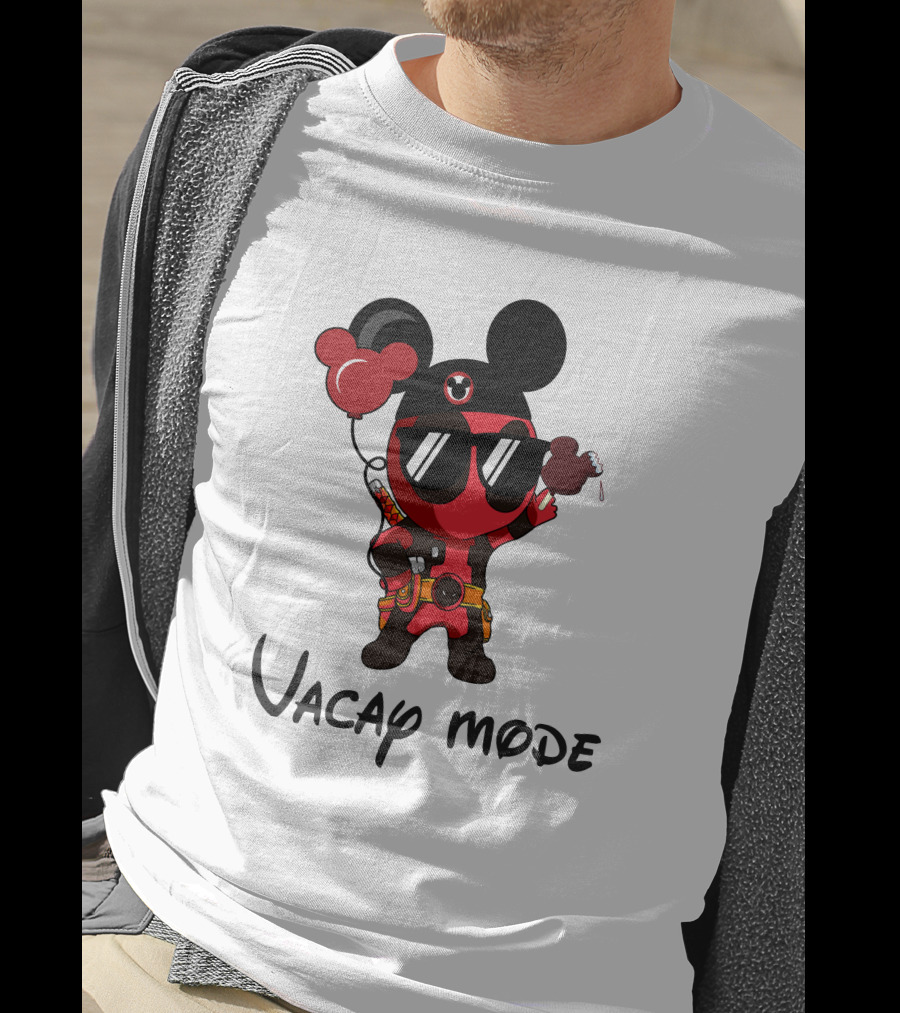 Deadpool Vacay Mode Mickey Ears Balloons Chocolate Ice Cream T-Shirt